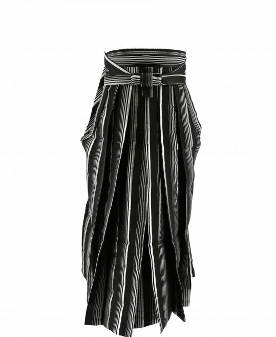 男性用袴単品レンタル(成人式・結婚式・卒業式)【4～5L】黒・銀ストライプ[170cm]No.665